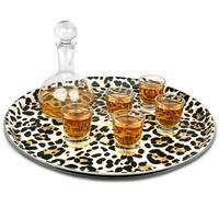 leopard print round tray 14inch single