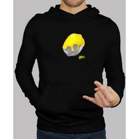 lemon metallic black hooded man