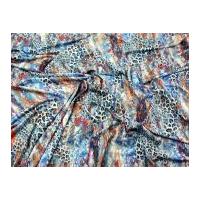 Leopard Digital Print Stretch Jersey Dress Fabric Blue