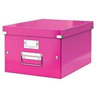 leitz click and store collapsible a4 medium storage box pink