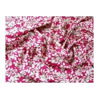 Leaves Print Cotton Poplin Dress Fabric Cerise Pink