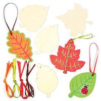 Leaf Wooden Hanging Decorations (Pack of 12)
