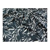 Leaves Print Stretch Cotton Sateen Dress Fabric Midnight Blue