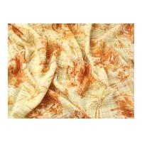 Leaf Print Jacquard Georgette Dress Fabric Orange