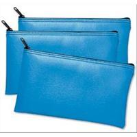 Leatherette Vinyl Zippered Wallets - Pack of 3, each 11x6ins - Blue 234924