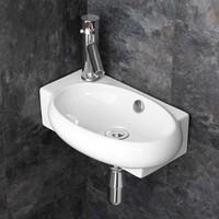 Lecce Left Wall Mounted Space Saving Ceramic Hand Basin