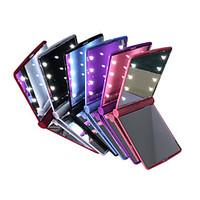 LED Mirrors Mini Portable Folding Compact Hand Cosmetic Make Up Pocket Mirror with 8 LED Light for Women Girls Lady