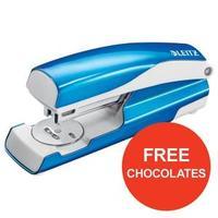 leitz 5502 metal stapler metallic blue 30 sheets of 80gsm paper ref