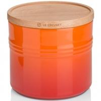 le creuset xlarge storage jar with wooden lid volcanic