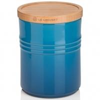 Le Creuset Medium Storage Jar With Wooden Lid Marseille Blue
