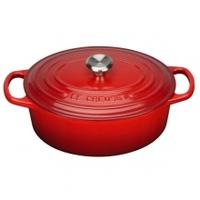 le creuset 25cm cast iron oval casserole dish cerise