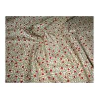 Leaf & Spot Print Cotton Lawn Dress Fabric Cream/Beige/Red