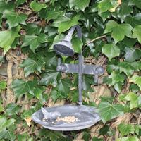 Lever Tap Wall Mounted Metal Bird Feeder / Water Dish