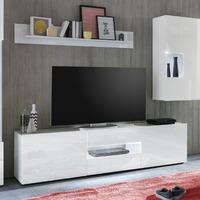 Leon TV Stand In White High Gloss With LED Lighting