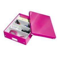 leitz click and store medium organiser box pink
