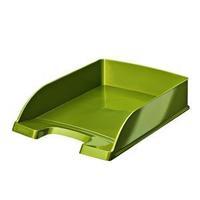 letter tray stackable metallic green