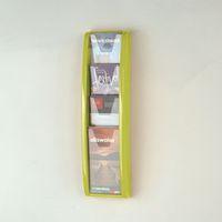 LEAFLET DISPENSER WALL MOUNTED4X1/3A4 POCKETS, LIME