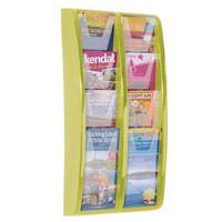 LEAFLET DISPENSER WALL MOUNTED8X1/3A4 POCKETS, LIME