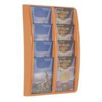 LEAFLET DISPENSER WALL MOUNTED8XA5 POCKETS, ORANGE