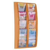 LEAFLET DISPENSER WALL MOUNTED8X1/3A4 POCKETS, ORANGE