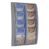 leaflet dispenser wall mounted 8xa5 pockets grey