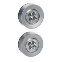 LED Push Lights Silver 2pk