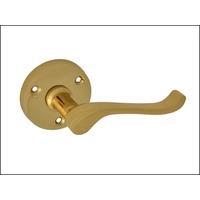 Lever On Rose Handle - Gable Brass Finish