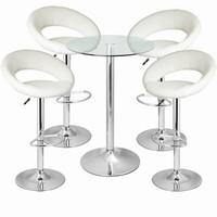 Leather Crescent and Vetro Table Set White