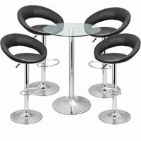 Leather Crescent and Vetro Table Set Black