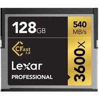 lexar 128gb 3600x 540mbsec professional cfast 20 card