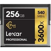 lexar 256gb 3600x 540mbsec professional cfast 20 card