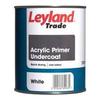 leyland trade white matt primer undercoat 750ml tin