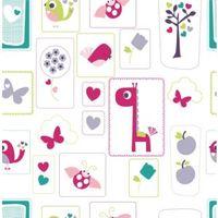 Lemon Ribbon Green & Pink Animal Sanctuary Children\'s Wallpaper