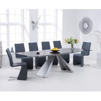 Leon 180cm Dark Grey Glass Extending Dining Table with Ibiza Chairs