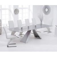 leon 180cm light grey glass extending dining table with hampstead z ch ...