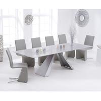 Leon 180cm Light Grey Glass Extending Dining Table with Ibiza Chairs