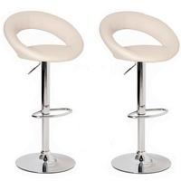 Leoni Bar Stools In Cream Faux Leather in A Pair