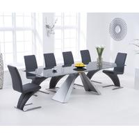 Leon 180cm Dark Grey Glass Extending Dining Table with Hampstead Z Chairs