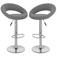 Leoni Bar Stools In Charcoal Grey Faux Leather in A Pair