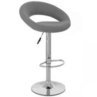 Leoni Bar Stool In Charcoal Grey Faux Leather With Chrome Base