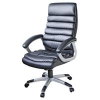 Lex Padded Office Chair In Black Faux Leather With Wheels