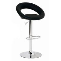 Leoni Bar Stool In Black Faux Leather With Chrome Base