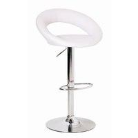 Leoni Bar Stool In White Faux Leather With Chrome Base