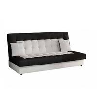 leeds sofa bed in black pu and white fabric with dark feet