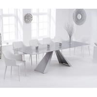 Leon 180cm Light Grey Glass Extending Dining Table with Cuba Chairs