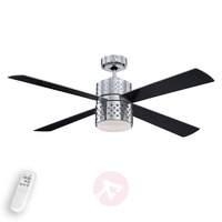 Lenerco chrome-plated ceiling fan with light