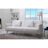 Leader Lifestyle Sven White Luxurious Faux Leather Sofa Bed