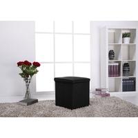 Leader Lifestyle Spacey Black Foldable Luxurious Faux Leather Ottoman with Storage