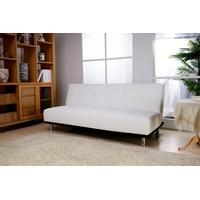 Leader Lifestyle Duke White Faux Leather Futon Sofa Bed