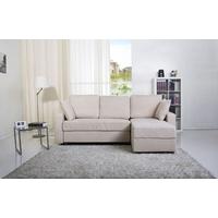 Leader Lifestyle Casablanca Cream Fabric Platform Sofa Bed with Storage